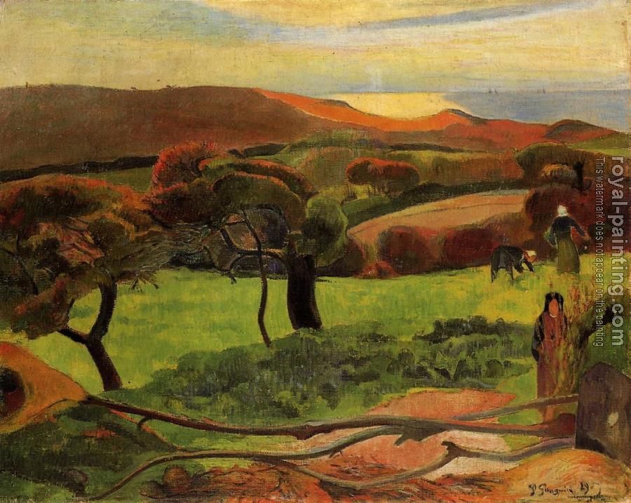 Paul Gauguin : Breton Landscape,  Fields by the Sea